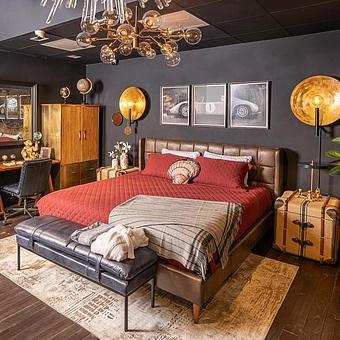 Оттоманка Derby Ottoman RM натуральная кожа Dark Blue Master