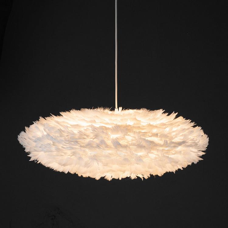Подвесной светильник Эос Эстер, белые перья, белый провод, M Eos Esther Hanging Lamp White Feathers White Cord Medium