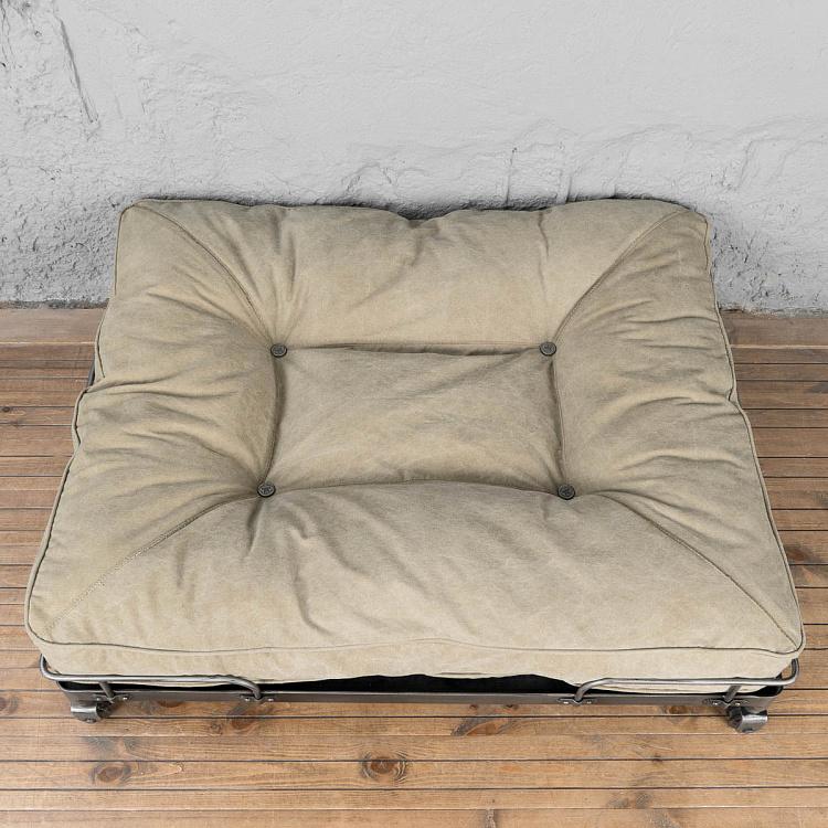 Бежевая лежанка для собак/кошек Лондон на колесиках, L Wheely Base With London Cushion Large, Stonewashed Canvas Mocha