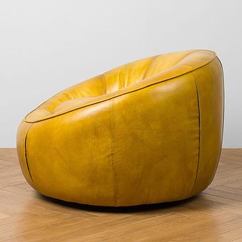 Кресло Metz Swivel Chair RM натуральная кожа Yellow Andalusia