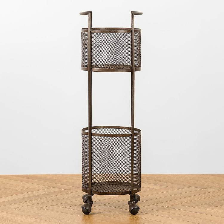 Сервировочная тележка на колёсиках с двумя корзинами 2 Levels Storage Baskets On Wheels