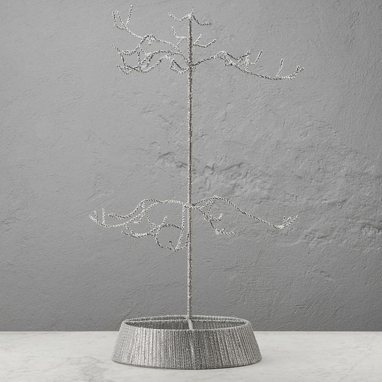 Каркас для развески новогодних украшений Серебристое дерево Twig Display Tree Silver 86 cm