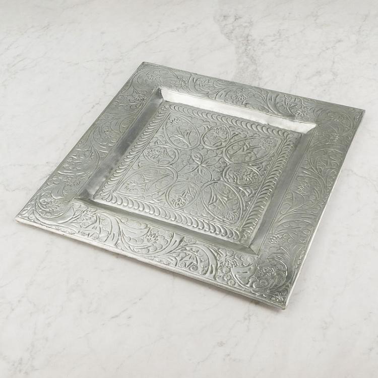 Поднос квадратный серебристый, M Tray Square Silver Medium