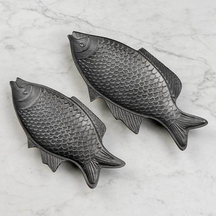 Set Of 2 Fishes Bronze Trays