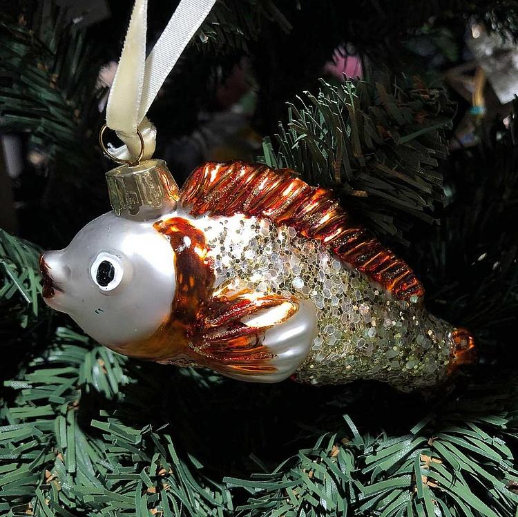 Ёлочная игрушка Золотая рыбка дисконт Glass Fish 11 cm discount
