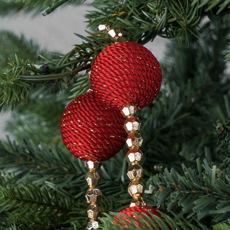 Гирлянда с золотыми бусинами и красными шарами Gold Beads With Red Balls 180 cm