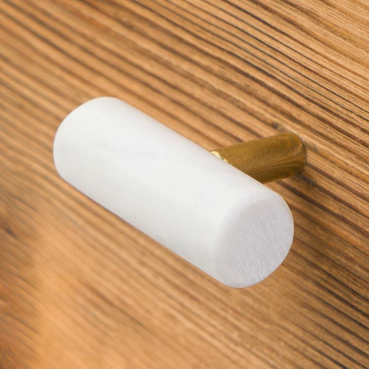 Мебельная цилиндрическая ручка из белого камня Round Bar Stone Knob White