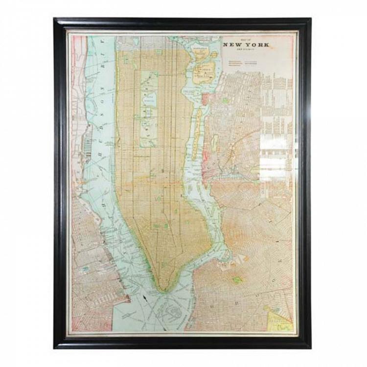 Картина-принт Карта Нью-Йорка, L Map New York Large