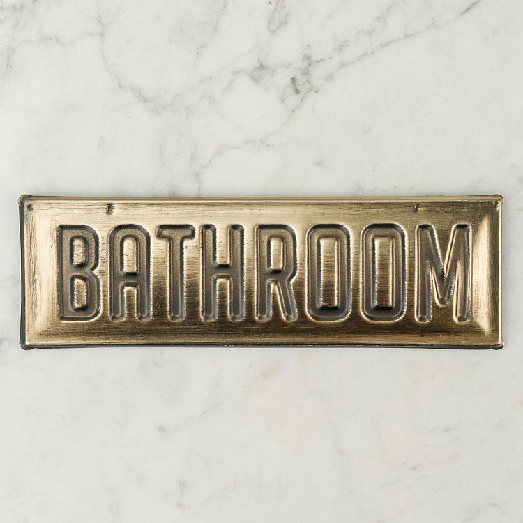 Металлическая табличка Ванная комната 1 Brass Sign Bathroom 1