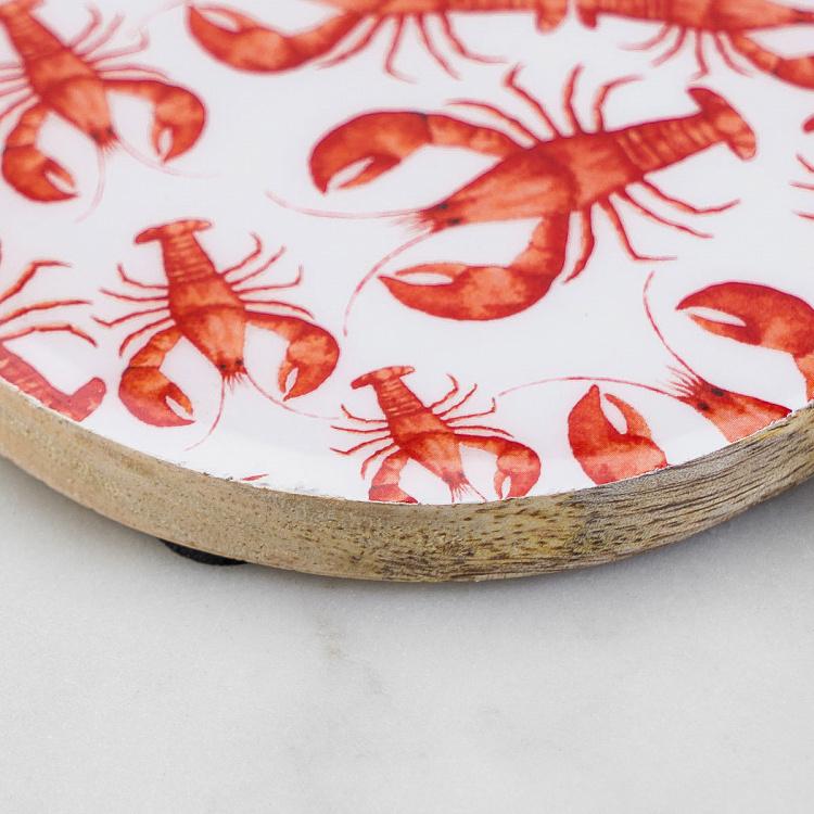 Набор из четырёх подставок под стаканы из дерева манго Лобстеры Set Of 4 Coasters Lobsters Mango Wood