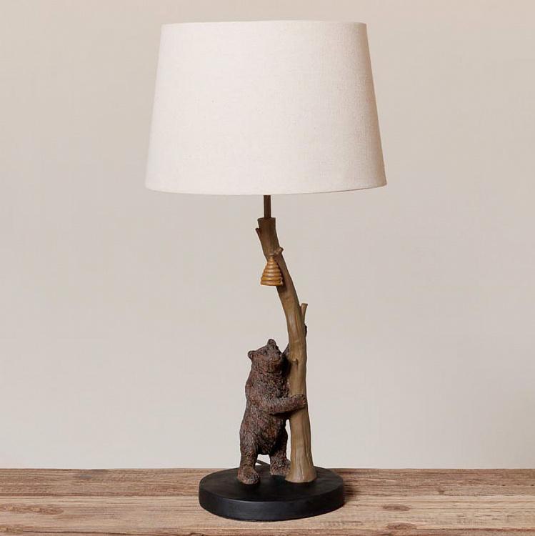 Настольная лампа с бежевым абажуром Мишка и мёд  Bear Honey Table Lamp With Shade