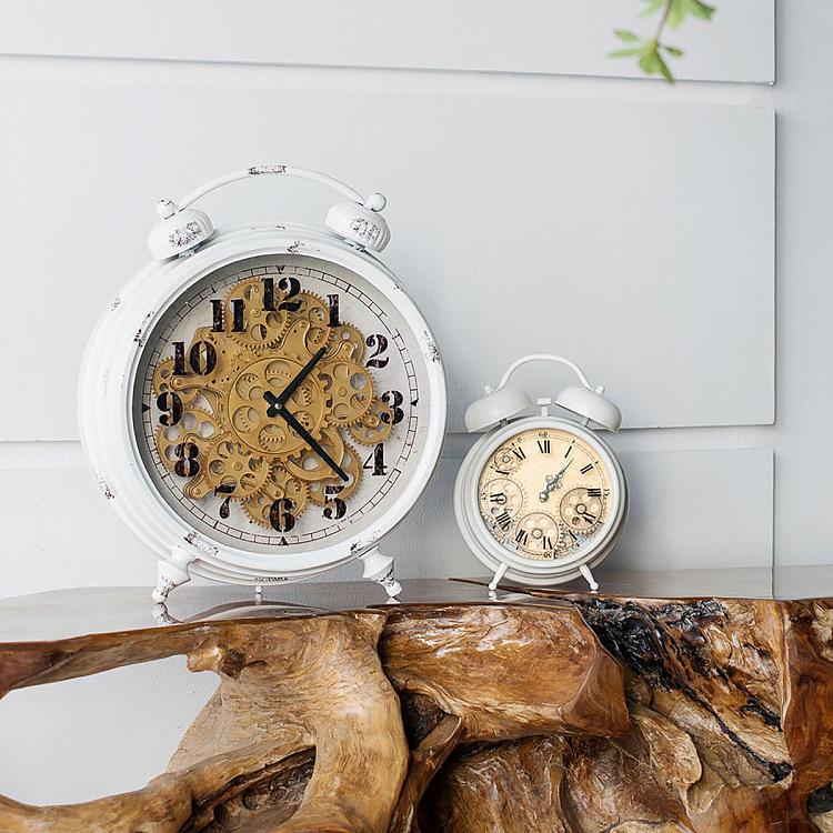 Настольные часы Классические с шестерёнками Classic White Table Clock With Gears