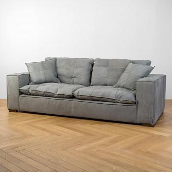 Трехместный диван City 3 Seater, Brass Metal RM натуральная кожа Anthracite Nubuck