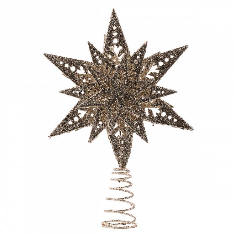 Верхушка на ёлку цвета шампань Звезда Star Tree Topper Champagne 33 cm