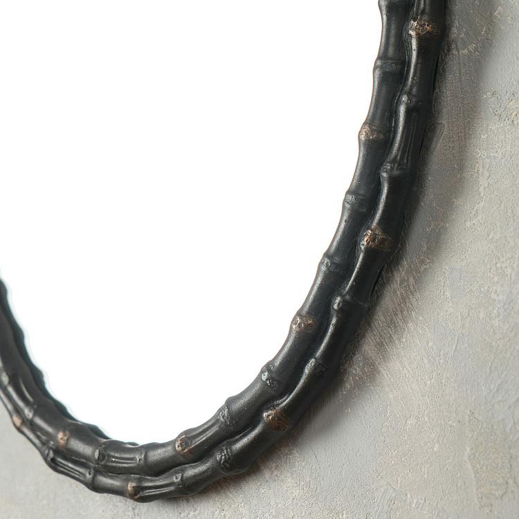 Овальное зеркало в чёрной раме в виде бамбука Antique Black Bamboo Oval Mirror