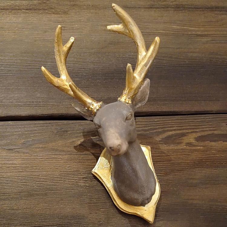 Ёлочная игрушка Бюст оленя серого цвета, L дисконт Deer Bust Grey 19 cm discount1