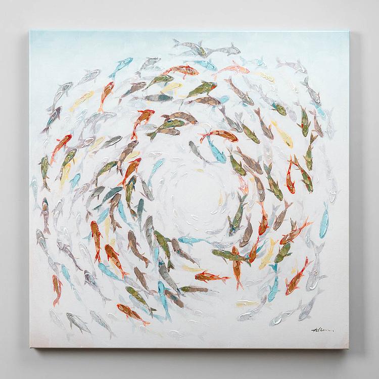 Картина акрилом Canvas Acrylic Painting Fish Swarm - ракурс 2