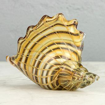 Shell Glass Paperweight Brown