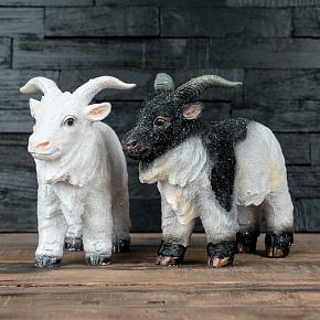 Set Of 2 Standing Goats White/Black 27 cm