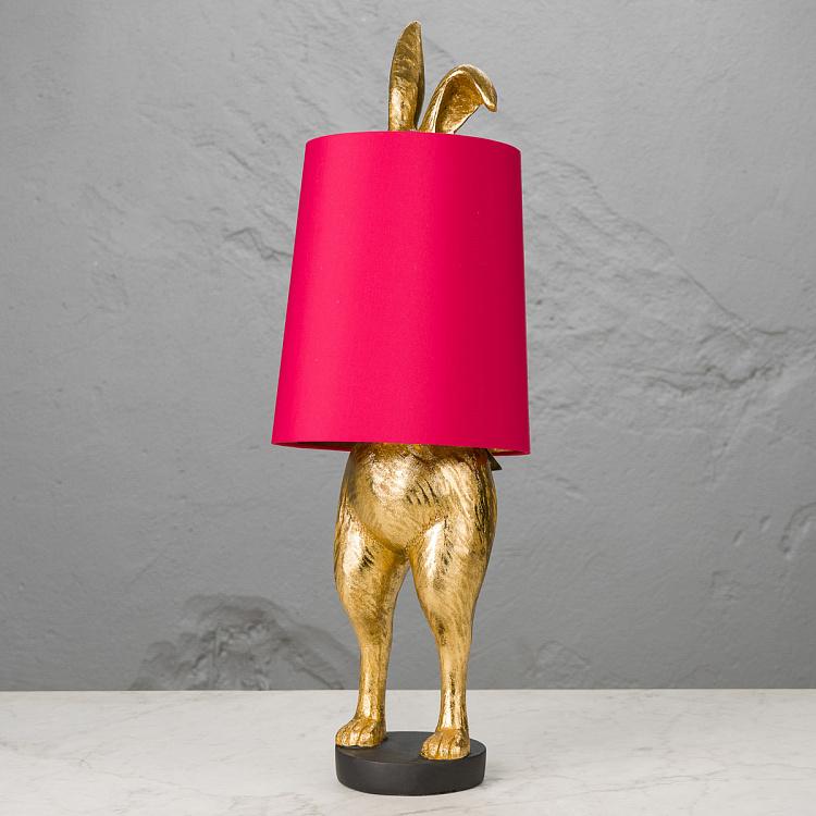 Настольная лампа Робкий кролик с розовым абажуром Table Lamp Hiding Bunny Pink