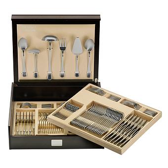 Set Of 126 Cutlery Pieces Vittoriale Stone Washed Wooden Box