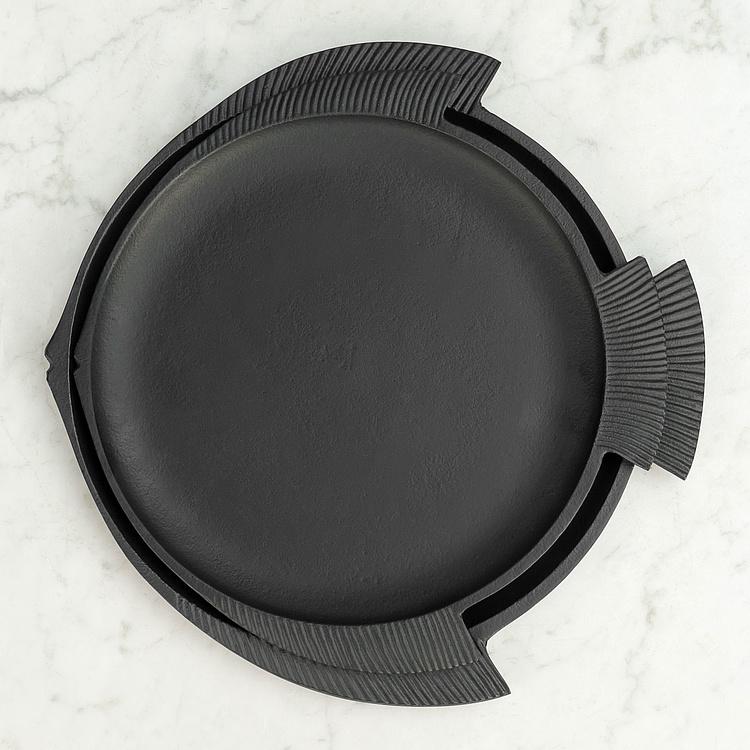 Чёрное блюдо Рыба, L Round Fish Dish Big Black
