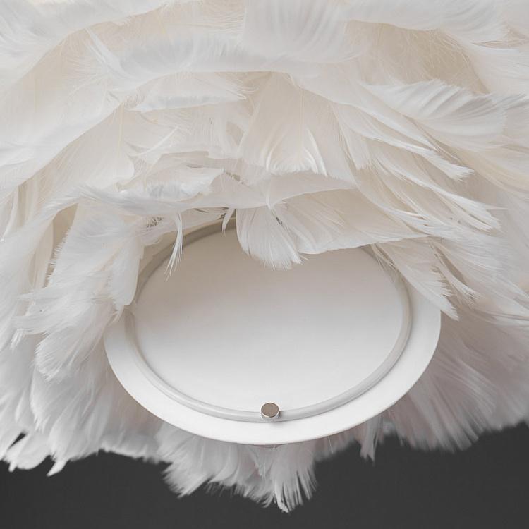 Подвесной светильник Эос Эвиа, белые перья, белый провод, M Eos Evia Hanging Lamp White Feathers White Cord Medium