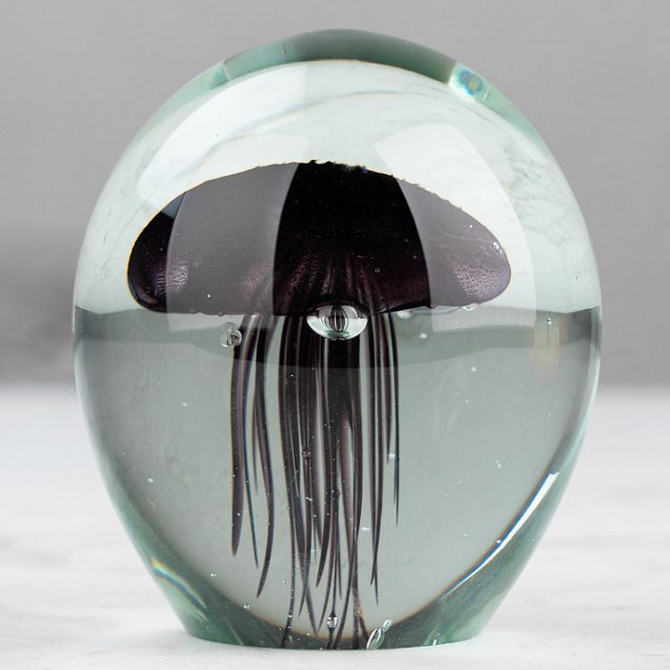 Пресс-папье Чёрная медуза Glass Paper Weight With Jellyfish