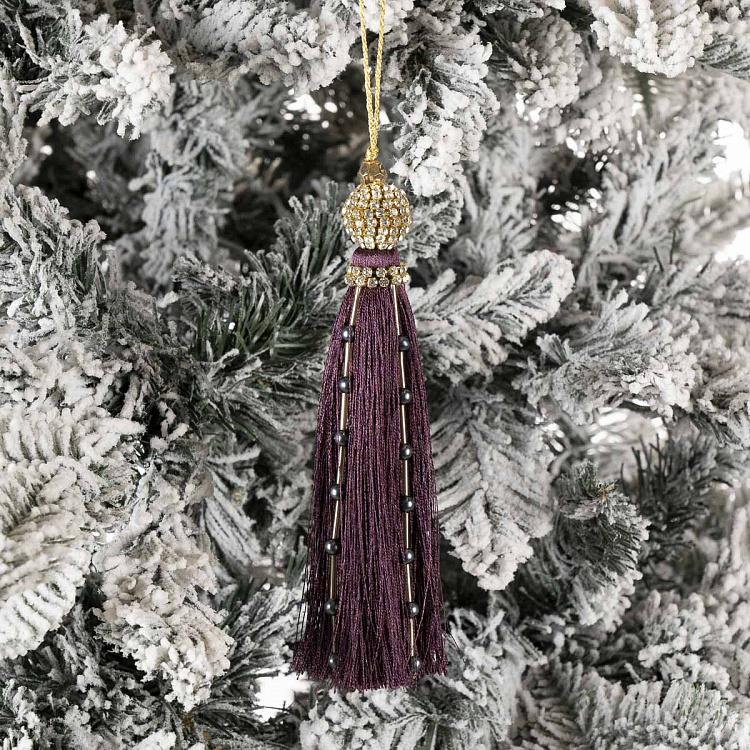 Новогодняя подвеска Фиолетовая кисточка с бусинами Tassel Beads Pendant Purple 16 cm