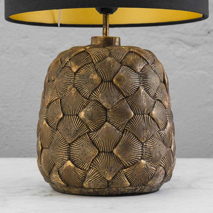 Настольная лампа с золотым основанием и серым абажуром Ананас Pineapple Antique Gold Table Lamp With Grey Shade