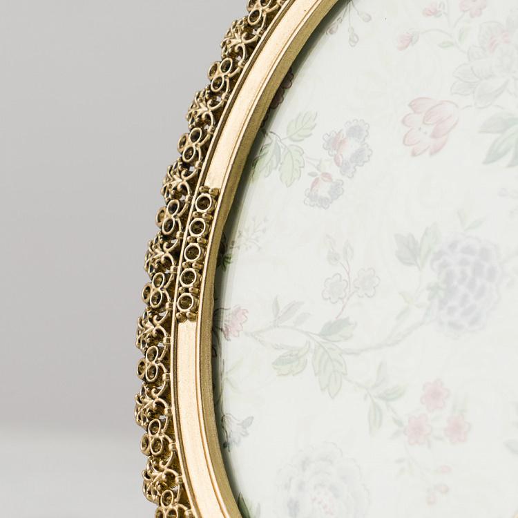 Золотистая цветочная овальная рамка для фото Golden Flowery Oval Photo Frame