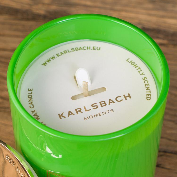 Арома-свеча в салатовом стакане с золотой крышкой Роза Aroma Candle In Light Green Glass With Gold Lid Rose