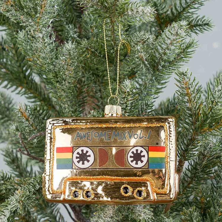 Ёлочная игрушка Аудиокассета Glass Awesome Mix Tape Cassette Gold 10,5 cm