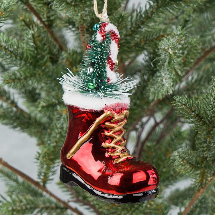 Ёлочная игрушка Ботинок с ёлочкой Boot With Christmas Tree 14 cm