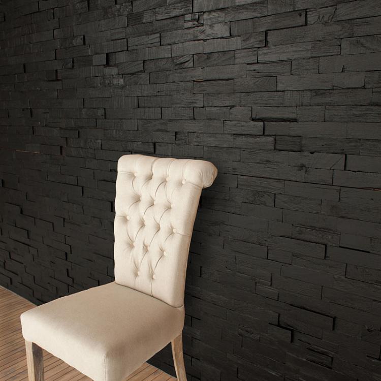 Стеновая панель из тика, угольно-чёрный цвет Teak Brick Panel Blackstone Finished