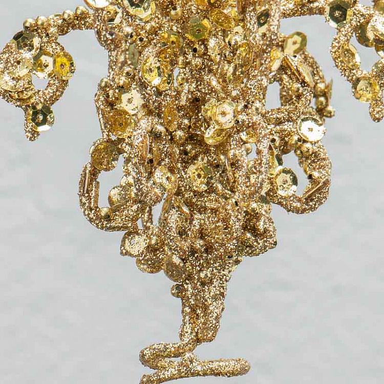 Верхушка на ёлку Люстра с блёстками Glitter Sequin Chandelier Tree Topper Gold 25,5 cm