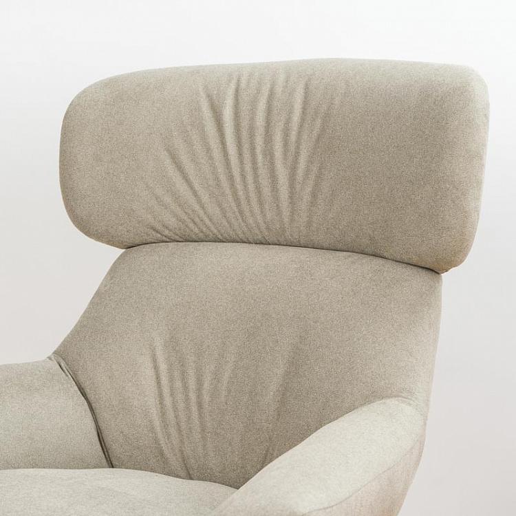 Кресло Бельфьоре с подголовником, коричневые ножки Belfiore Wing Armchair, Grey Brown Laquer
