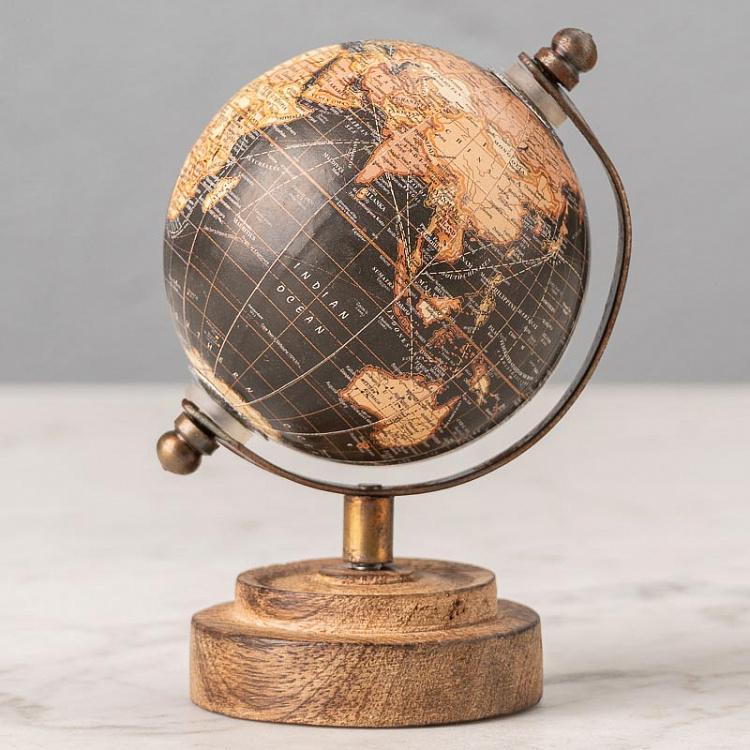 Набор из трёх винтажных маленьких глобусов Set Of 3 Vintage Globes Tiny Mango Wood