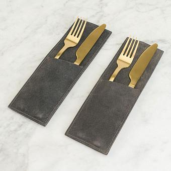 Набор из 2-х конвертов для столовых приборов Set Of 2 Cutlery Envelopes Smoky натуральная кожа Smoky