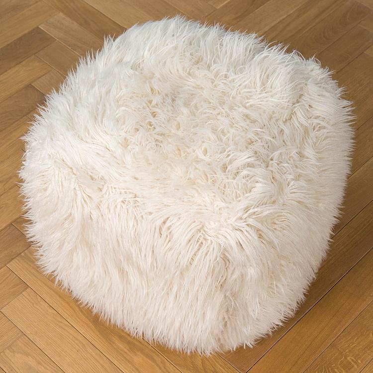 Пуфик Alaska Square Pouf Small искусственный мех Mongolia Cream - ракурс 3