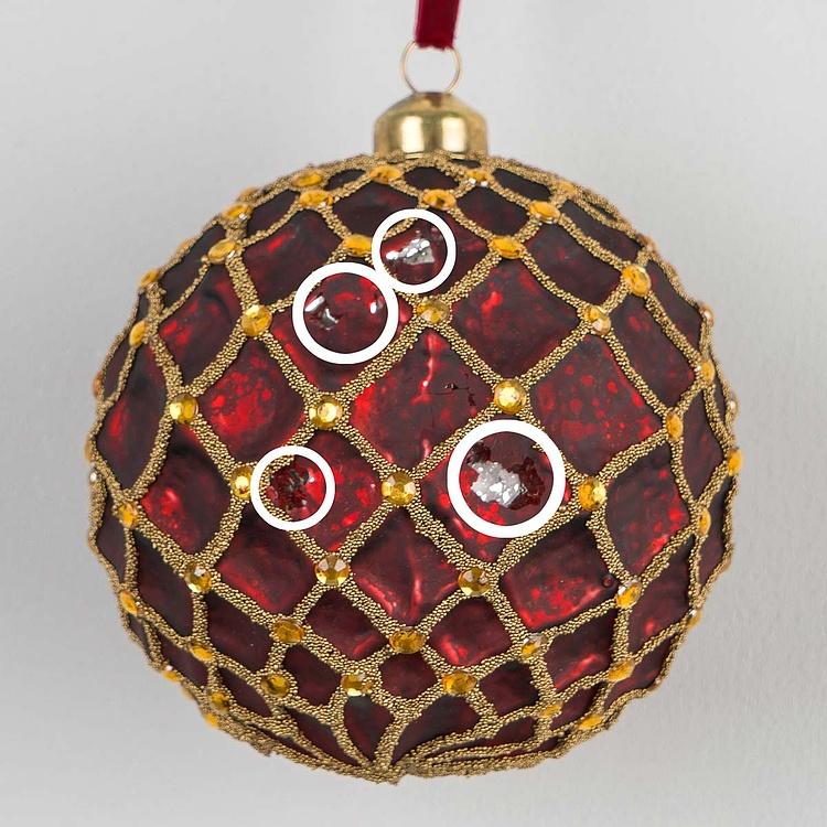Ёлочная игрушка Grid Ball Burgundy 10 cm discount2 - ракурс 2