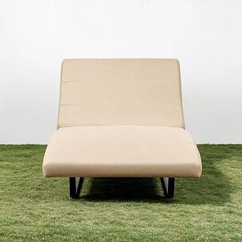 Садовый шезлонг-лежак Wave Lounger, Black акриловая ткань Heather Beige - ракурс 2