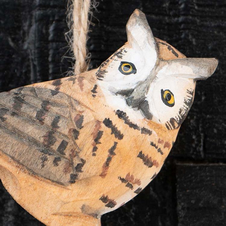 Подвесное украшение Сова Hanging Wooden Owl 8 cm