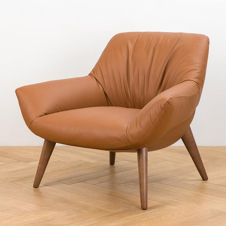 Кресло Бельфьоре с низкой спинкой, ореховые ножки Belfiore Low Back Armchair, Walnut