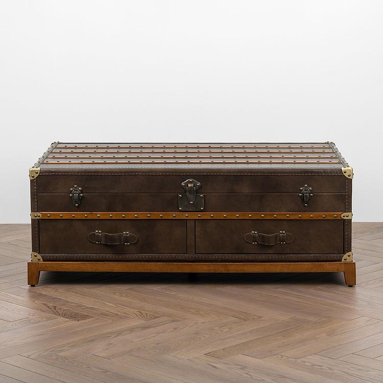 Журнальный стол-сундук Piligrim Coffee Table, Light Wood RM натуральная кожа Antique Master - ракурс 3
