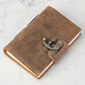 Leather Notebook With Metal Bracket Small