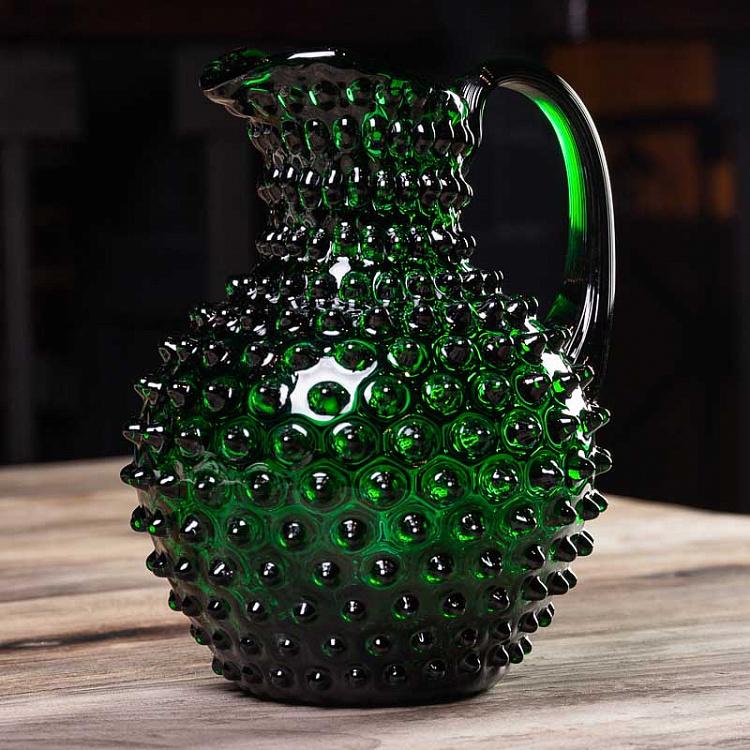 Изумрудный кувшин Диамант Pitcher Hobnail Green Large