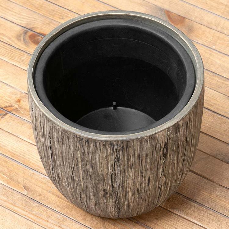 Кашпо-чаша Эффектори, белёный дуб, S Effectory Wood Bowl Pot White Oak Small