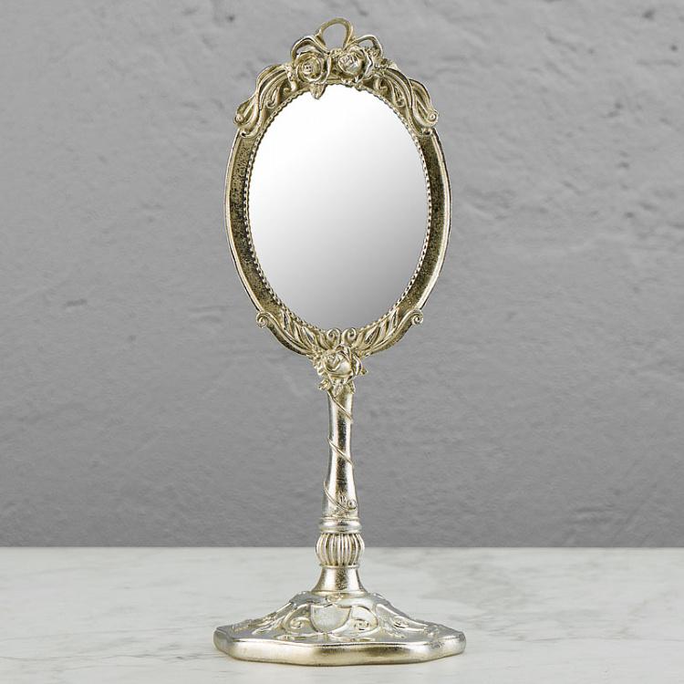 Настольное ручное зеркало на ножке Элегантность Elegant Hand Mirror On Base Champagne