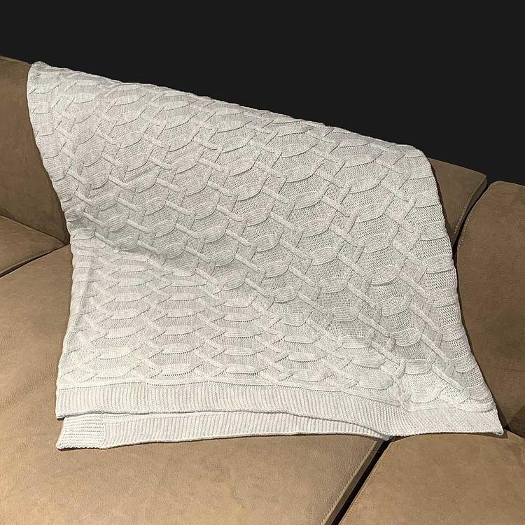 Меланжевый серый шерстяной плед Вермонт в вязаном тубусе, 130x180 см Vermont Plaid Grey Melange 130x180 cm